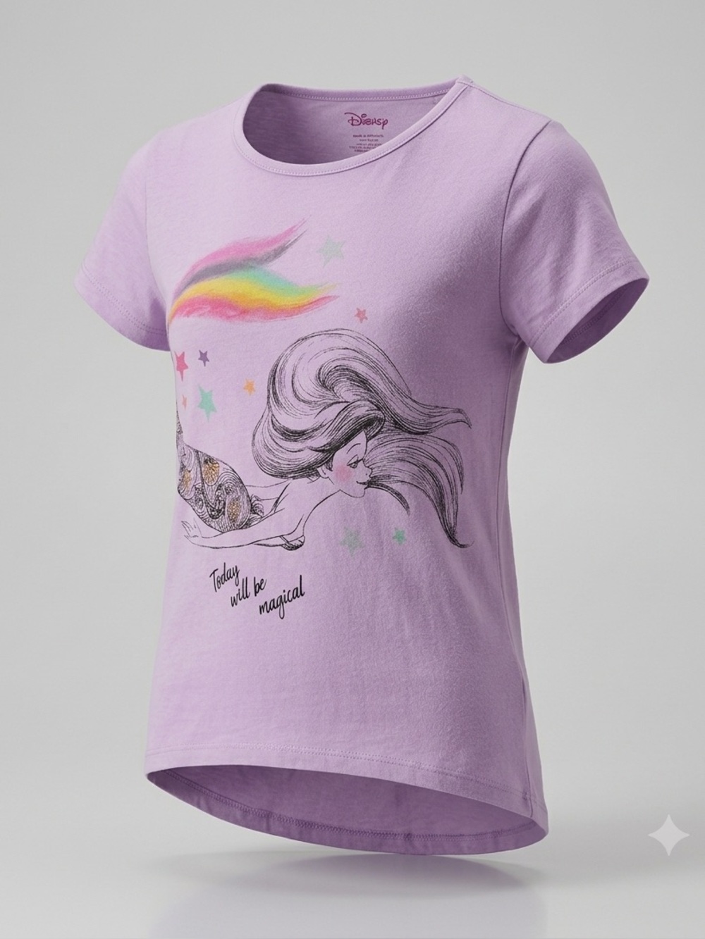 Disney Lilac Mermaid Tee with Rainbow Accent